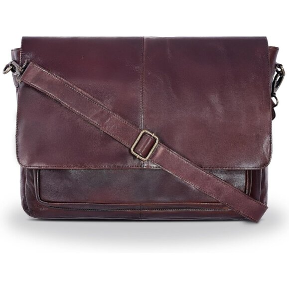 ⚡Men and Women‎ Walnut Oak Leathers Laptop Briefcase Messenger Bag